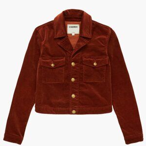L'AGENCE Eisenhower Cotton Blend Velvet Crop Trucker Jacket - Rust Brown